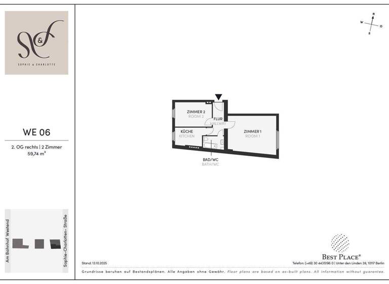 Wohnung zum Kauf provisionsfrei 329.000 € 2 Zimmer 59,7 m² 2. Geschoss Sophie-Charlotten-Straße 22A Charlottenburg Berlin 14059