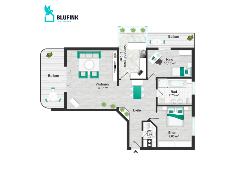 Wohnung zum Kauf 295.000 € 3 Zimmer 87 m² 3. Geschoss Gailingen am Hochrhein 78262