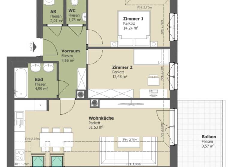 Wohnung zum Kauf - Erstbezug 355.000 € 3 Zimmer 74,1 m² St. Andrä-Wördern 3423