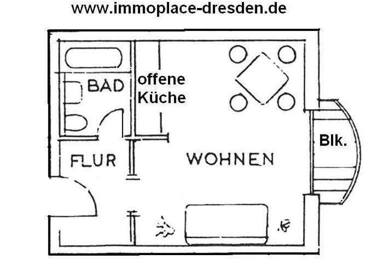 Studio zur Miete 375 € 1 Zimmer 29 m² 2. Geschoss frei ab 01.03.2026 Striesen-Ost Dresden 01277