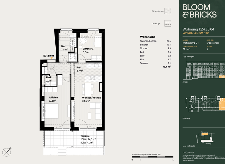 Wohnung zum Kauf - Neubau 875.000 € 3 Zimmer 79,1 m² EG Winterhude Hamburg 22301