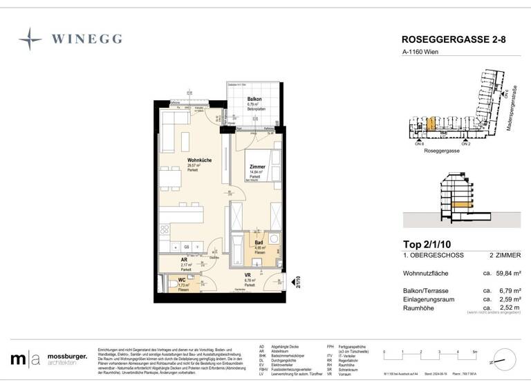 Wohnung zum Kauf - Erstbezug 306.000 € 2 Zimmer 59,8 m² 1. Geschoss Roseggergasse 2-8 Wien 1160