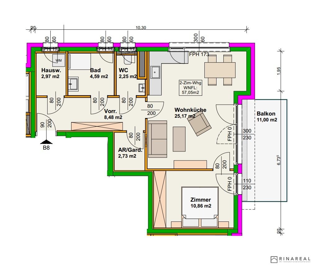 Terrassenwohnung zum Kauf 251.048 € 2 Zimmer 57,1 m²<br/>Wohnfläche 1.<br/>Geschoss Wiener Neustadt 2700