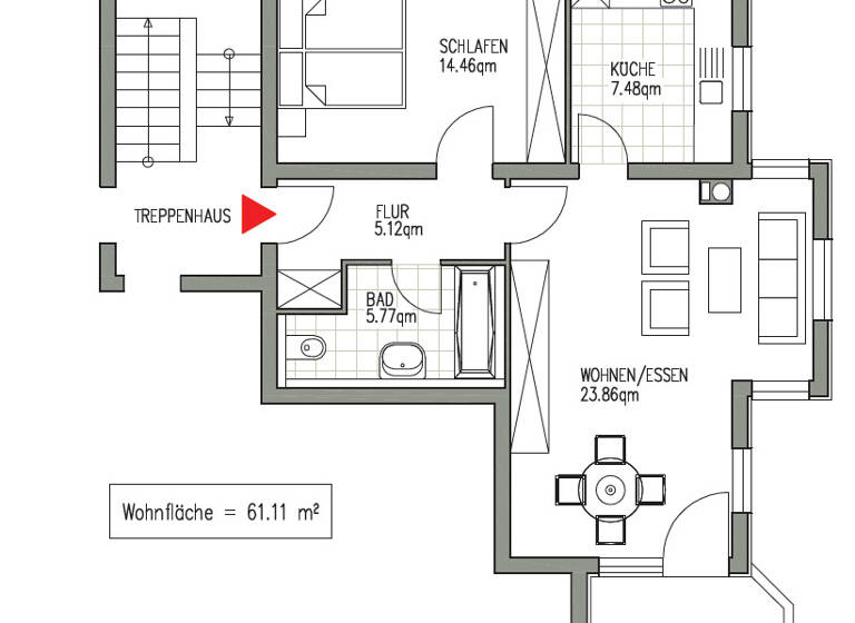 Wohnung zur Miete 800 € 2 Zimmer 61,1 m² EG frei ab 01.07.2026 Nachtigallenweg 9 Markkleeberg 04416