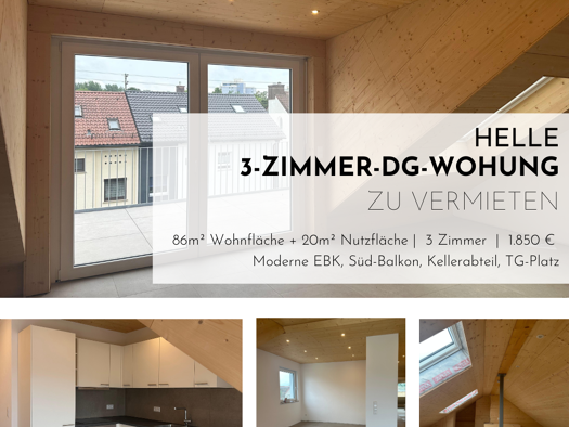 Wohnung zur Miete 1.500 € 3 Zimmer 86 m² Geschoss 2/3 frei ab sofort Berkheim Esslingen am Neckar 73734
