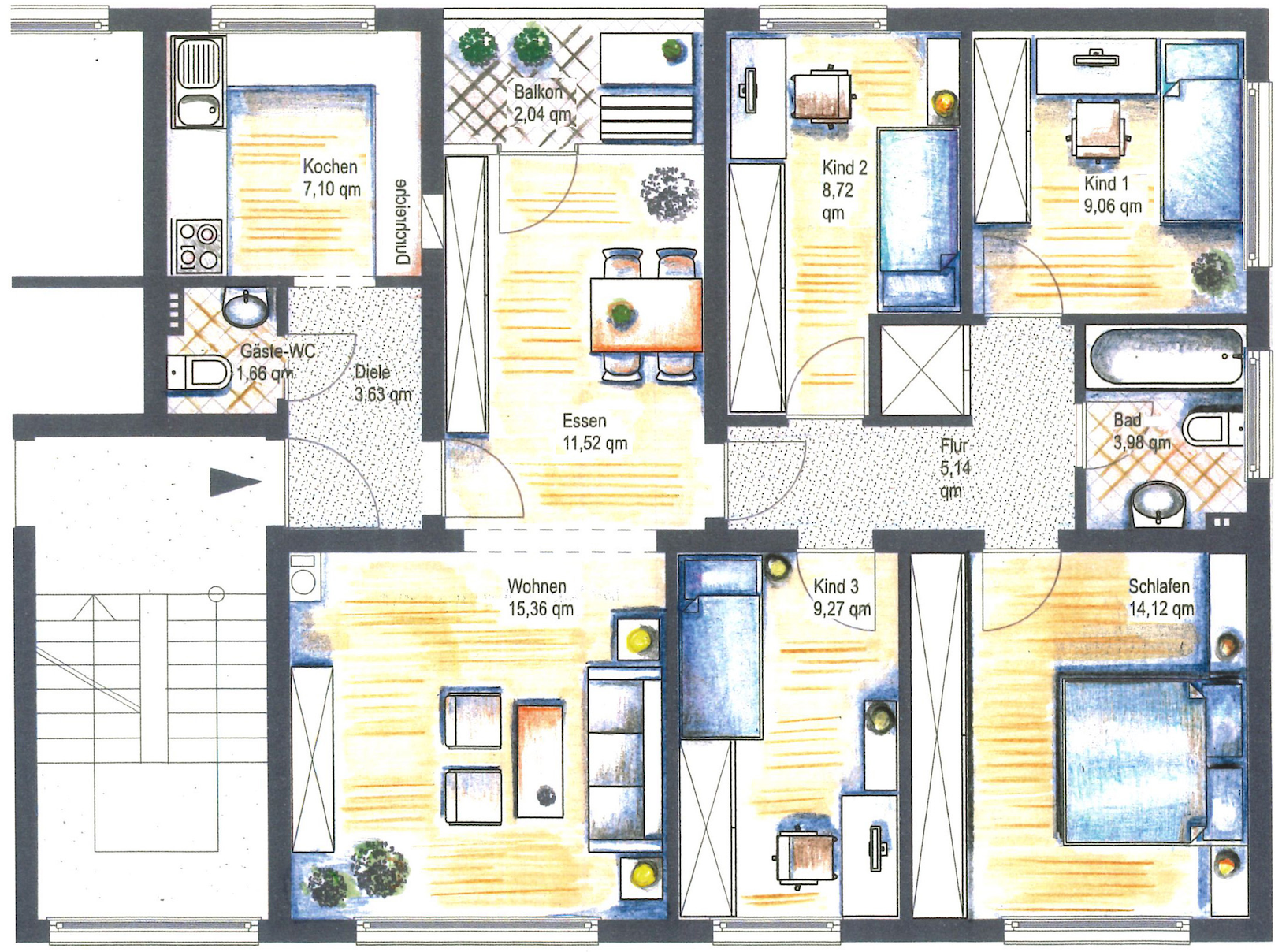 Wohnung zum Kauf 158.000 € 6 Zimmer 90,1 m²<br/>Wohnfläche 2.<br/>Geschoss Süd - West Lippstadt 59557