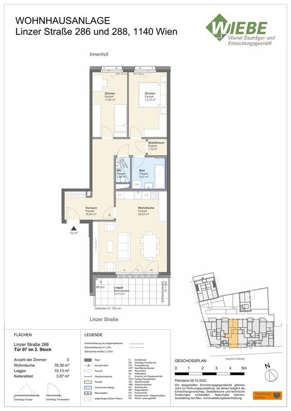 Wohnung zum Kauf 538.600 € 3 Zimmer 78,4 m²<br/>Wohnfläche 2.<br/>Geschoss Linzer Straße 286-288 Wien 1140