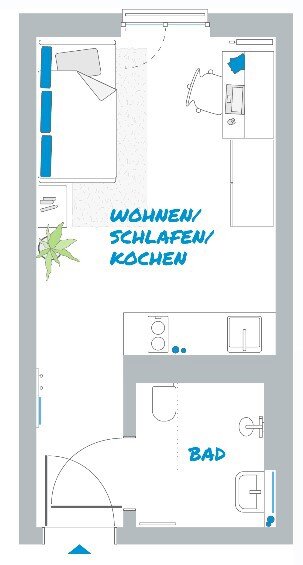 Wohnung zur Miete 507 € 1 Zimmer 21,6 m²<br/>Wohnfläche 2.<br/>Geschoss ab sofort<br/>Verfügbarkeit Fakultätsstraße 19 Opladen Leverkusen-Opladen 51379