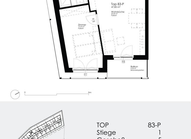 Wohnung zur Miete 666 € 2 Zimmer 47,9 m² 5. Geschoss frei ab 01.06.2026 Kaisermühlenstraße 8 Wien 1220