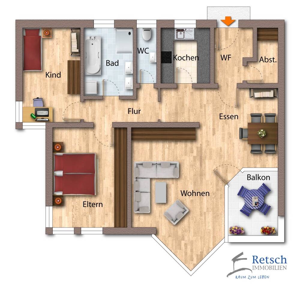 Wohnung zum Kauf 298.000 € 3,5 Zimmer 97 m²<br/>Wohnfläche 1.<br/>Geschoss Nagold Nagold 72202