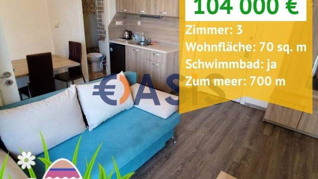Studio zum Kauf provisionsfrei 104.000 € 3 Zimmer 70 m² 5. Geschoss ulica Afrodita Sunny Beach 8240