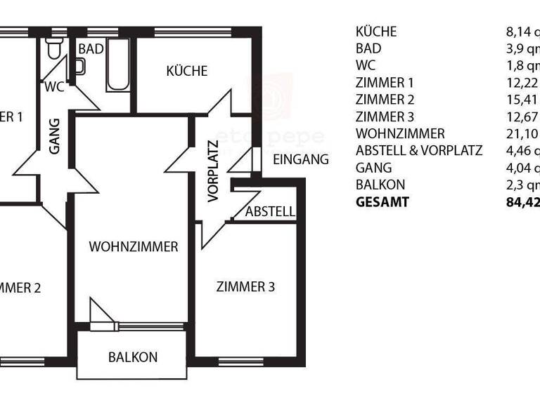 Wohnung zum Kauf 415.000 € 4 Zimmer 84,4 m² Lechhausen Augsburg 86167