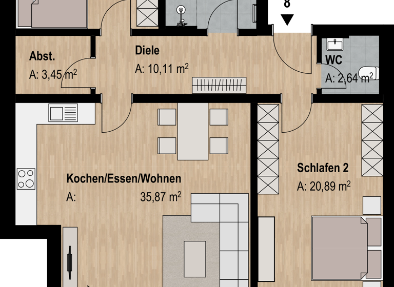 Wohnung zum Kauf 469.125 € 3 Zimmer 104,3 m²<br/>Wohnfläche Abenberg Abenberg 91183