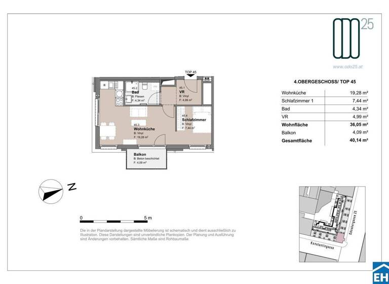 Wohnung zur Miete - Erstbezug 740 € 1,5 Zimmer 36,1 m² 4. Geschoss frei ab 01.07.2026 Odoakergasse 25 Wien 1160