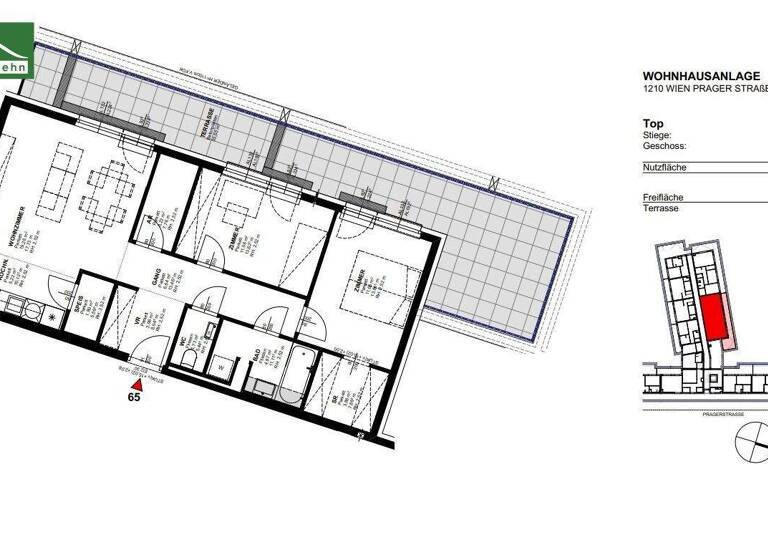 Wohnung zur Miete 1.039 € 3 Zimmer 73,4 m² 5. Geschoss frei ab 01.04.2026 Prager Straße 105 + 109 Wien 1210