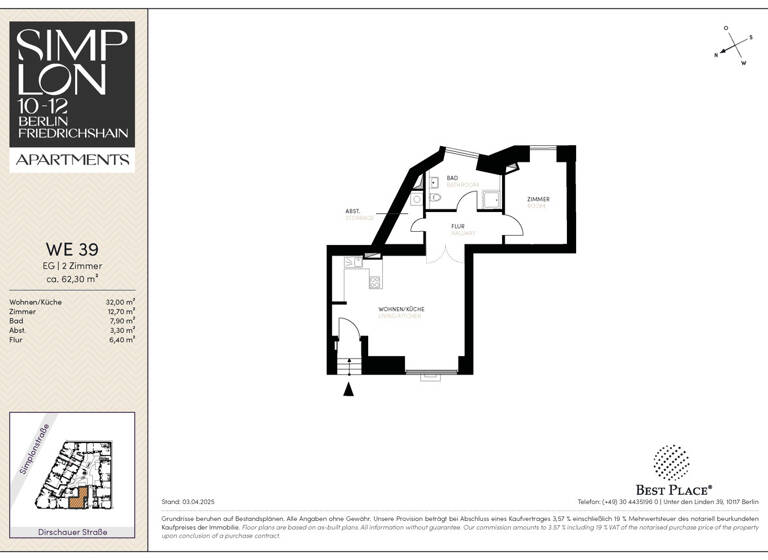 Wohnung zum Kauf 530.000 € 2 Zimmer 62,3 m²<br/>Wohnfläche EG<br/>Geschoss Simplonstraße 10 Friedrichshain Berlin 10245