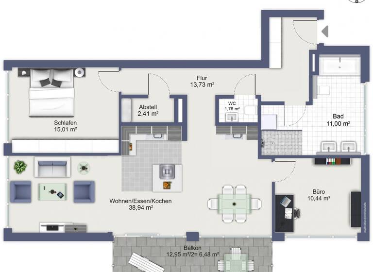 Wohnung zum Kauf 520.900 € 3,5 Zimmer 100,2 m²<br/>Wohnfläche Am Simontalgraben 23 Langenau Langenau 89129