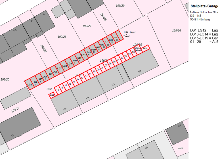 Garage zur Miete provisionsfrei 60 € St Jobst Nürnberg 90491