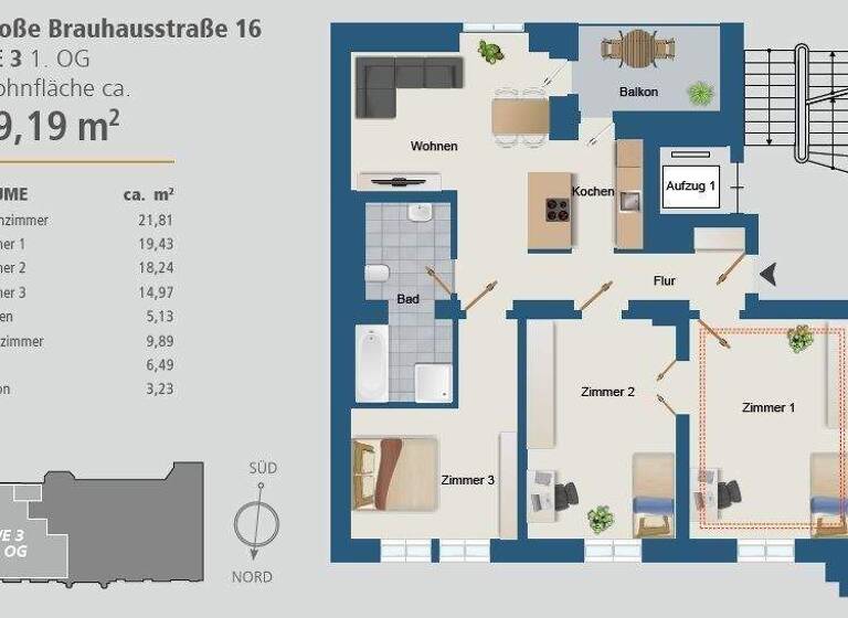 Wohnung zur Miete - Erstbezug 1.389 € 4 Zimmer 99,2 m² 1. Geschoss frei ab sofort Große Brauhausstr. 16 Altstadt Halle 06108