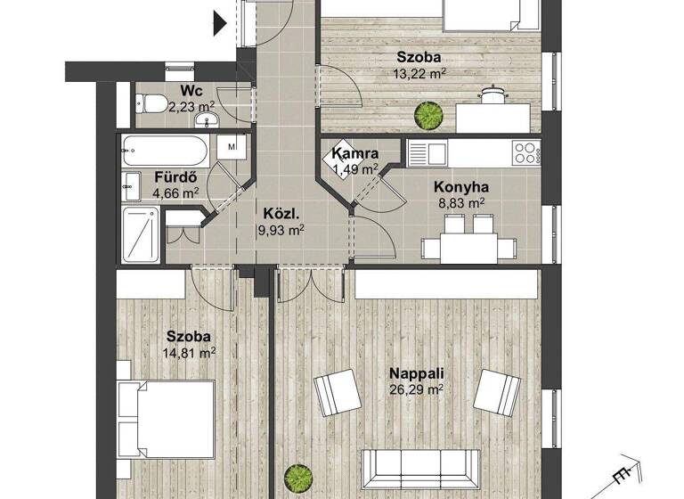 Wohnung zum Kauf 209.500 € 3 Zimmer 82 m² frei ab sofort Gyor 9000