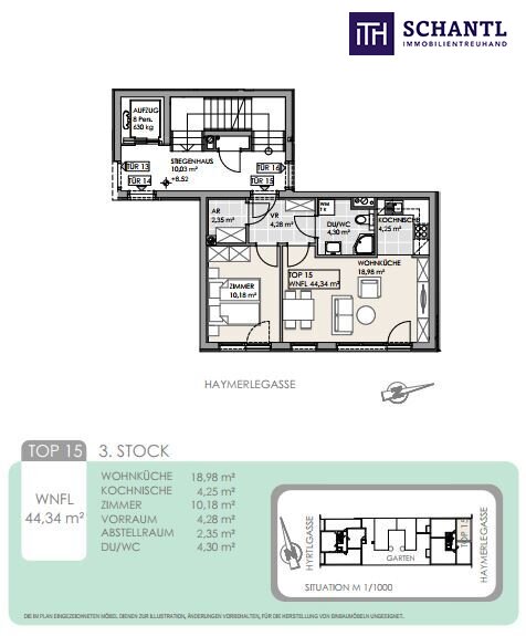 Wohnung zum Kauf 249.000 € 2 Zimmer 44,3 m²<br/>Wohnfläche 3.<br/>Geschoss Haymerlegasse Wien 1160