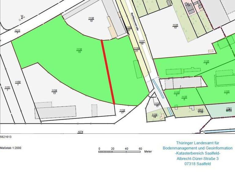 Gewerbegrundstück zum Kauf provisionsfrei 340.000 € 9.937 m² Grundstück Oststraße / Raiffeisenstraße (Flur 15, Flurstück 1 Ost Rudolstadt 07407