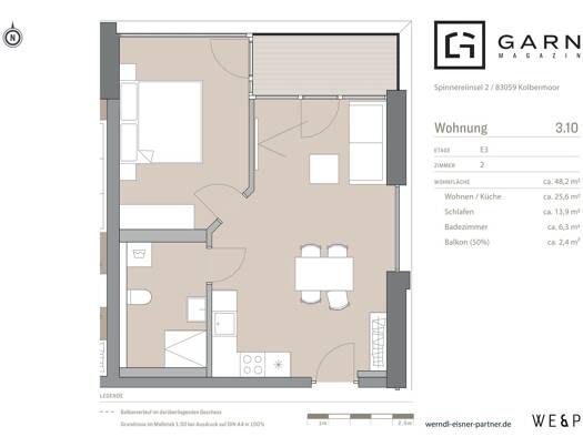 Wohnung zur Miete - Erstbezug 1.080 € 2 Zimmer 48 m² 3. Geschoss frei ab 01.11.2026 Kolbermoor 83059