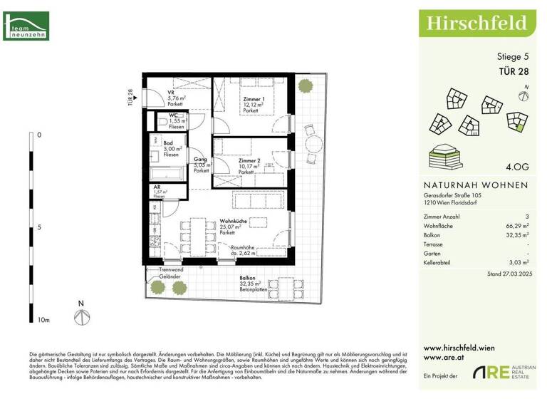 Wohnung zum Kauf - Erstbezug provisionsfrei 435.000 € 3 Zimmer 66,3 m² 4. Geschoss Gerasdorfer Straße 105 Wien 1210