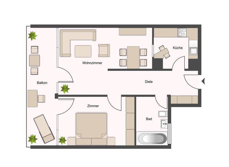 Wohnung zum Kauf 334.000 € 2 Zimmer 65,4 m² 21. Geschoss Bornheim Frankfurt am Main 60385