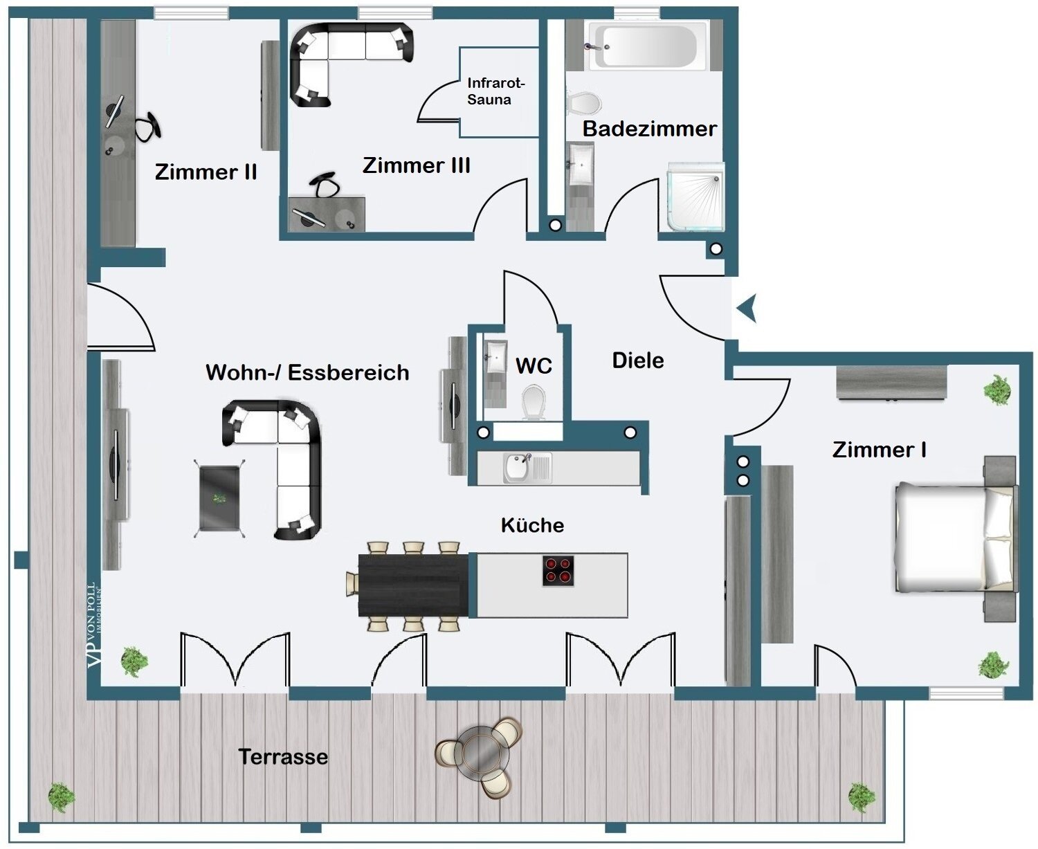 Wohnung zum Kauf 890.000 € 4 Zimmer 111 m²<br/>Wohnfläche 4.<br/>Geschoss Kalbach-Riedberg Frankfurt am Main 60438