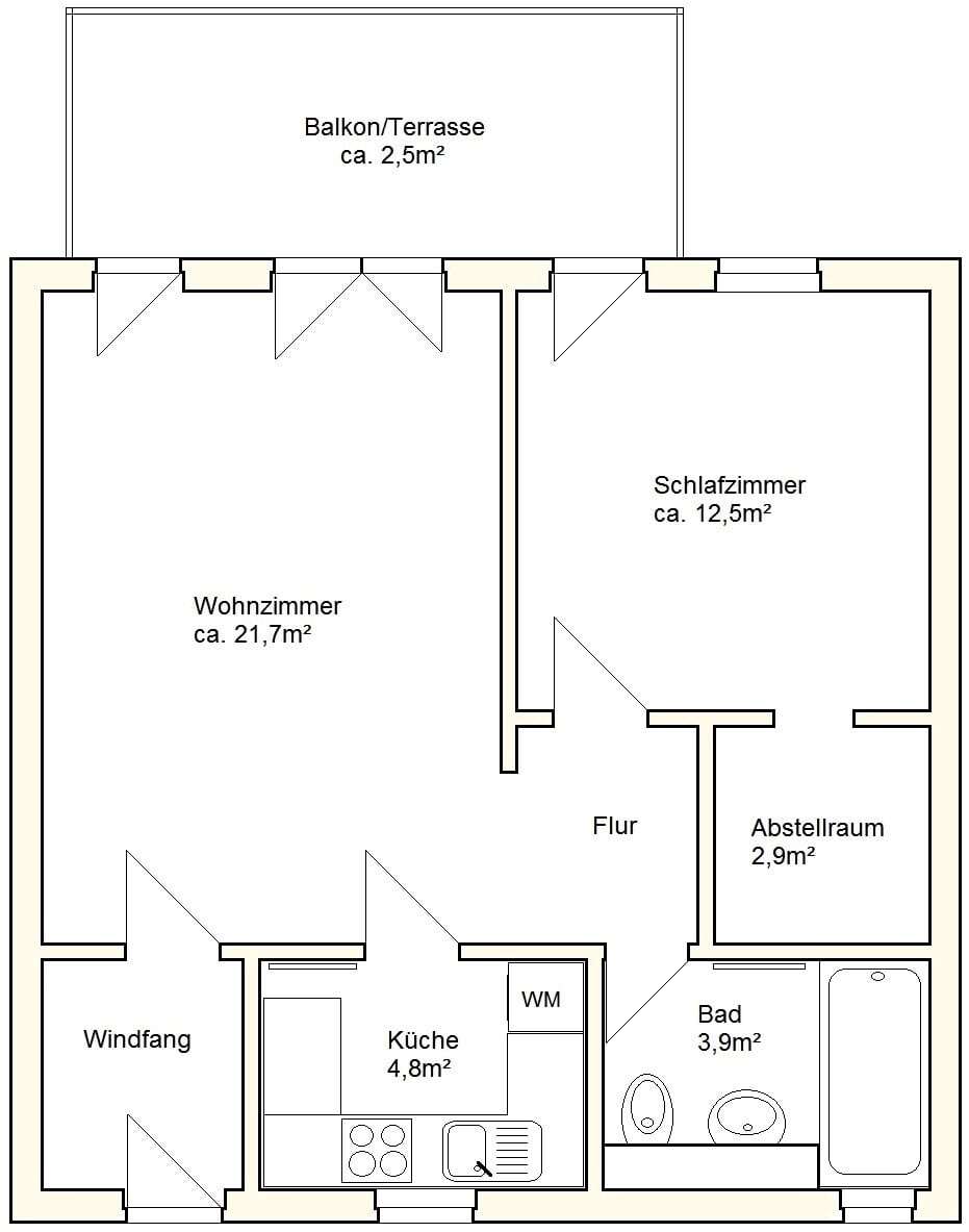 Wohnung zur Miete 295 € 2 Zimmer 49 m²<br/>Wohnfläche 1.<br/>Geschoss West Altenburg 04600