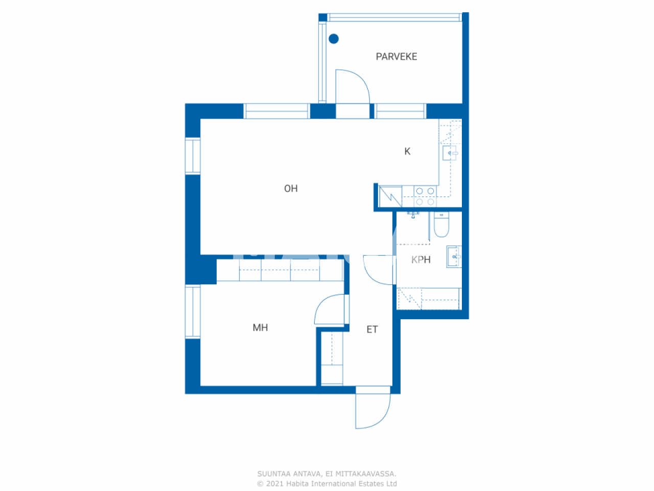 Studio zum Kauf 219.000 € 2 Zimmer 46 m²<br/>Wohnfläche 5.<br/>Geschoss Alapeusonkatu 13 Tampere 33540