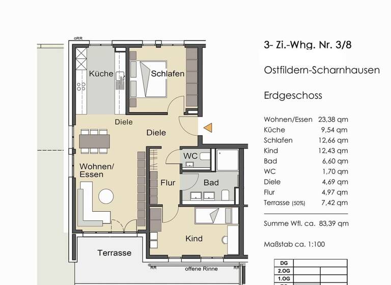 Wohnung zum Kauf provisionsfrei 559.000 € 3 Zimmer 83,4 m² Scharnhausen Ostfildern 73760