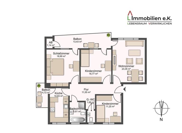 Wohnung zum Kauf 379.000 € 4 Zimmer 109 m² 1. Geschoss Backnang 71522