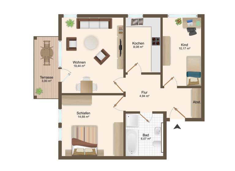 Wohnung zum Kauf provisionsfrei 179.000 € 3 Zimmer 71,1 m² Urbich 99098