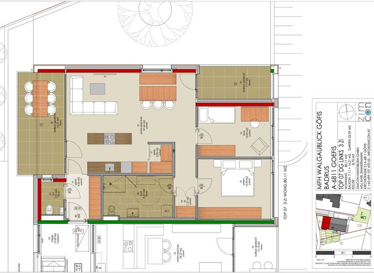 Terrassenwohnung zum Kauf provisionsfrei als Kapitalanlage geeignet 578.625 € 3 Zimmer 80,8 m² Badrus 3 Göfis 6811