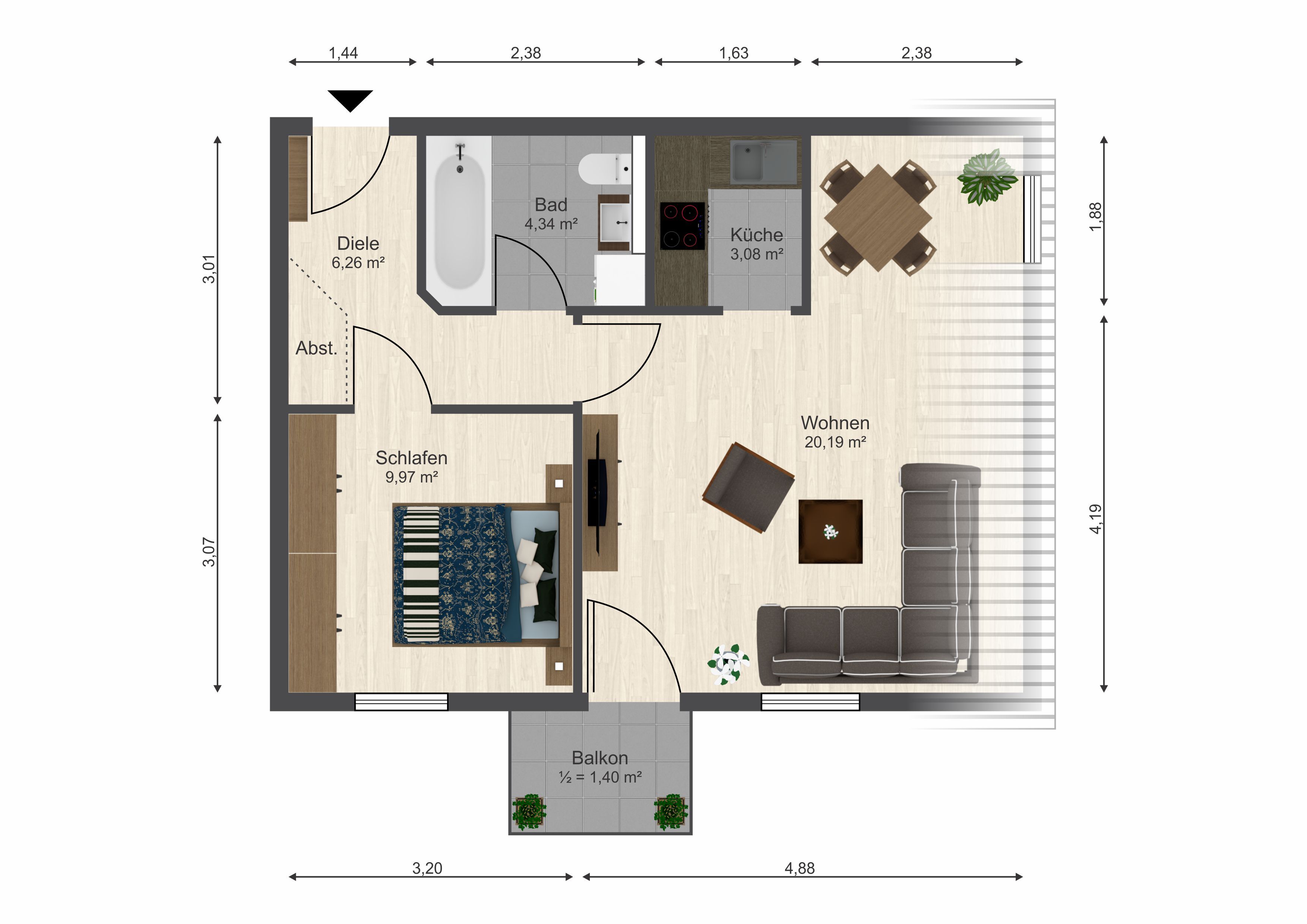 Wohnung zum Kauf 135.000 € 2 Zimmer 43,9 m²<br/>Wohnfläche An der Altmühl 19 Riedenburg Riedenburg 93339