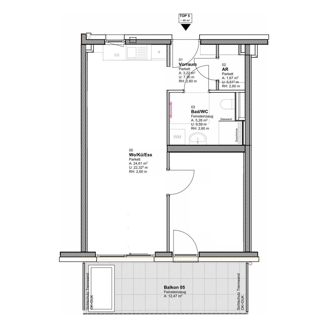 Wohnung zur Miete 718 € 2 Zimmer 46,5 m²<br/>Wohnfläche 1.<br/>Geschoss Mautgasse 13 Andritz Graz 8045