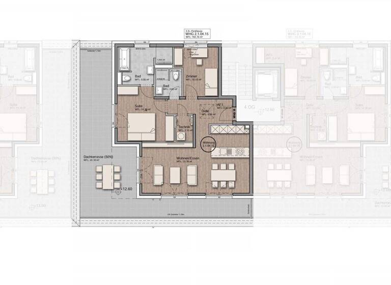 Penthouse zur Miete - Erstbezug 1.699 € 3 Zimmer 102,4 m² 2. Geschoss frei ab 01.04.2026 Süsterfeldwinkel 41 Aachen 52072