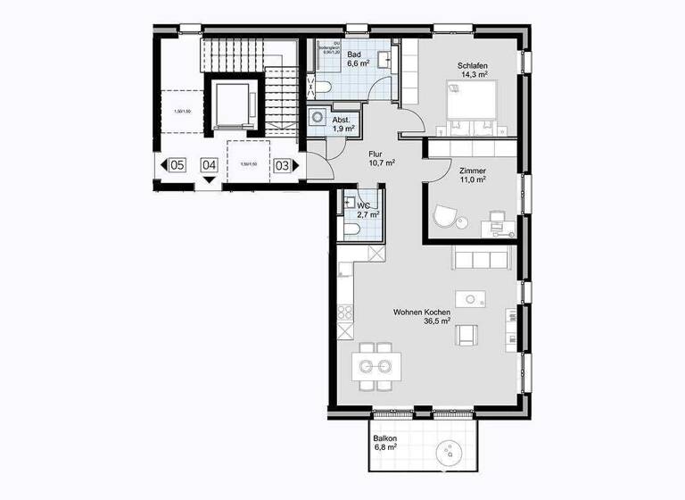 Wohnung zur Miete - Erstbezug 1.300 € 3 Zimmer 87,1 m² 1. Geschoss Goethestraße 5 Schleswig 24837