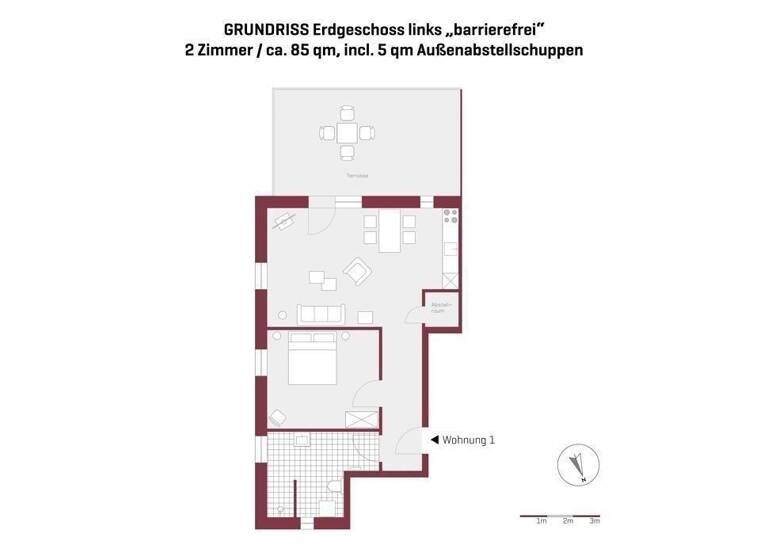 Terrassenwohnung zum Kauf provisionsfrei 359.000 € 2 Zimmer 80,3 m² EG frei ab sofort Am Feldweg 8 Süssau Heringsdorf 23777