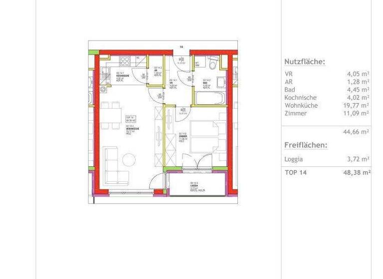 Wohnung zur Miete 698 € 2 Zimmer 48 m² 2. Geschoss Enenkelstraße Wien 1160