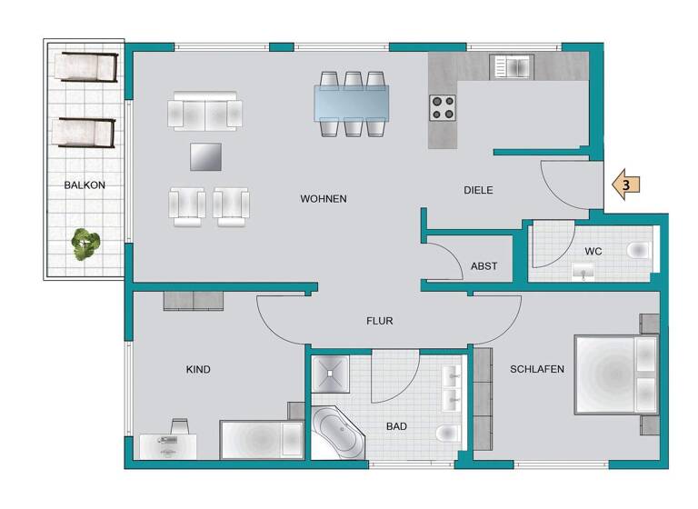 Wohnung zum Kauf provisionsfrei 502.059 € 3 Zimmer 88,9 m² 1. Geschoss frei ab 31.12.2027 Im Heiligenhag 2 Brühl 68782