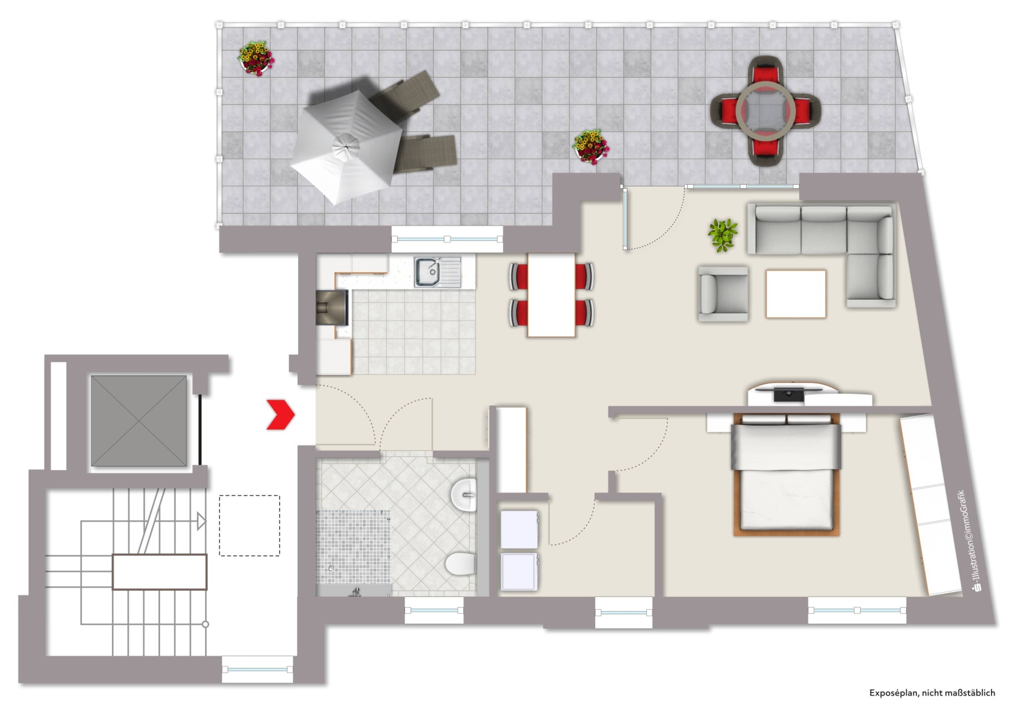 Penthouse zum Kauf provisionsfrei 383.800 € 2 Zimmer 78,2 m²<br/>Wohnfläche 2.<br/>Geschoss Bahnhofstraße 16-22 Rhede Rhede 46414