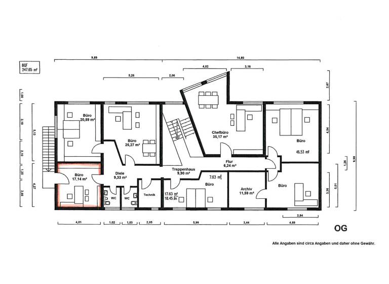 Büro zur Miete 1 Zimmer 17,4 m² Bürofläche Oberhausen Oberhausen-Rheinhausen 68794