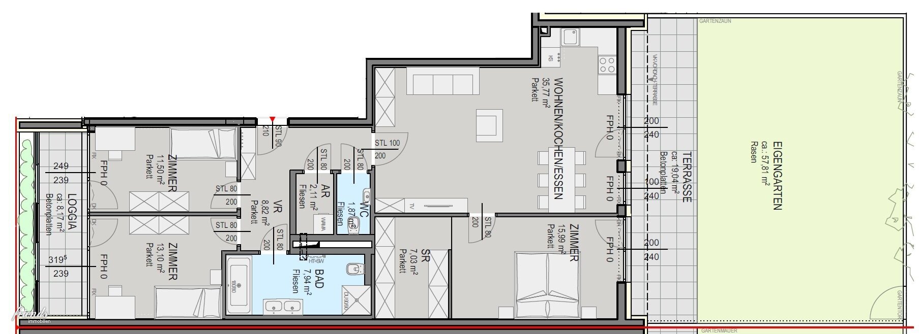 Wohnung zum Kauf provisionsfrei 539.136 € 4 Zimmer 112,3 m²<br/>Wohnfläche EG<br/>Geschoss Badener Straße 1 Pfaffstätten 2511