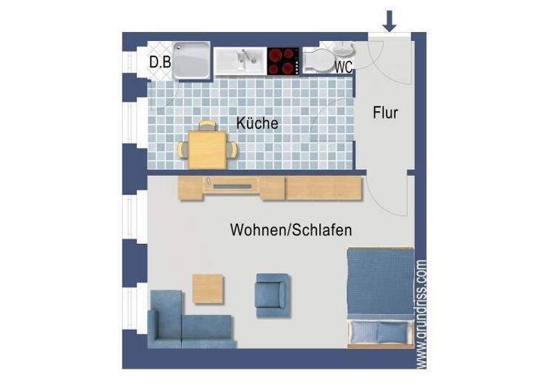 Studio zum Kauf provisionsfrei 160.000 € 1 Zimmer 41 m² 2. Geschoss Weißenburger Straße 18 Spandau Berlin 13595