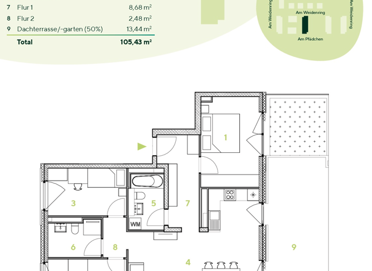 Wohnung zur Miete 2.115 € 4 Zimmer 105,4 m² 3. Geschoss frei ab 01.05.2026 Am Weidenring 15 Ober-Eschbach Bad Homburg vor der Höhe 61352
