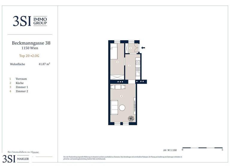 Wohnung zum Kauf 99.000 € 2 Zimmer 41,9 m² 2. Geschoss Beckmanngasse 38 Wien 1150