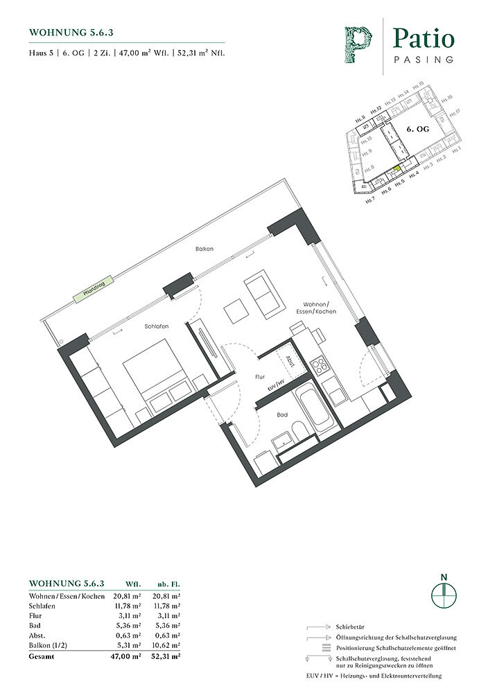 Wohnung zum Kauf provisionsfrei 499.000 € 2 Zimmer 47 m²<br/>Wohnfläche 6.<br/>Geschoss Angela-Molitoris-Platz 1 Neupasing München 81245